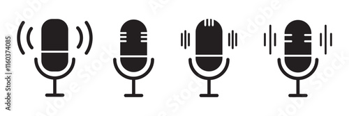 Microphone vector icon set. Microphones audio podcast vector icons. Microphone - Illustration Icons.