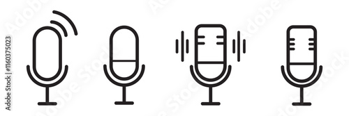 Microphone vector icon set. Microphones audio podcast vector icons. Microphone - Illustration Icons.
