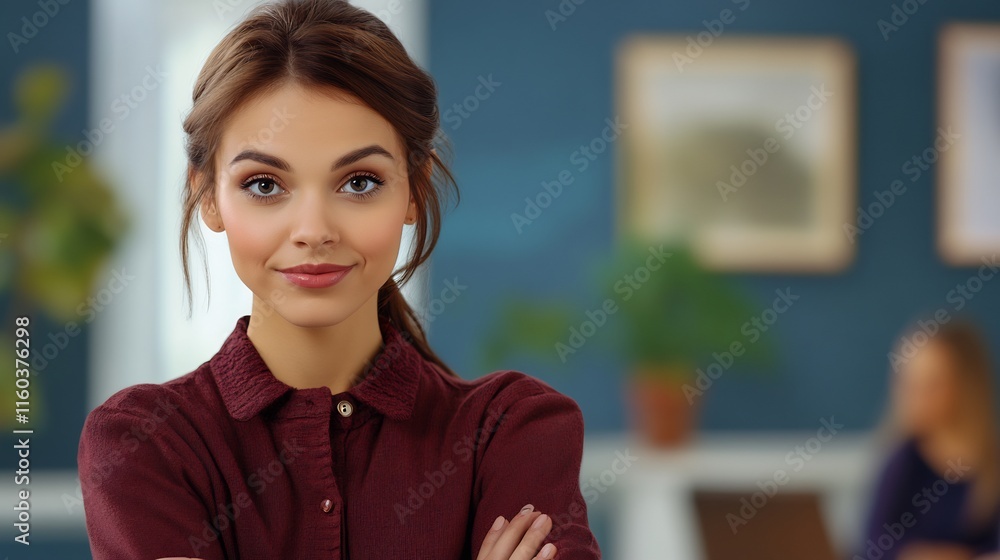 Confident Woman Poses Elegantly in Office Close-Up Photo. AI Generated Confident Woman Poses Elegantly in Office Close-Up Photo. AI Generated