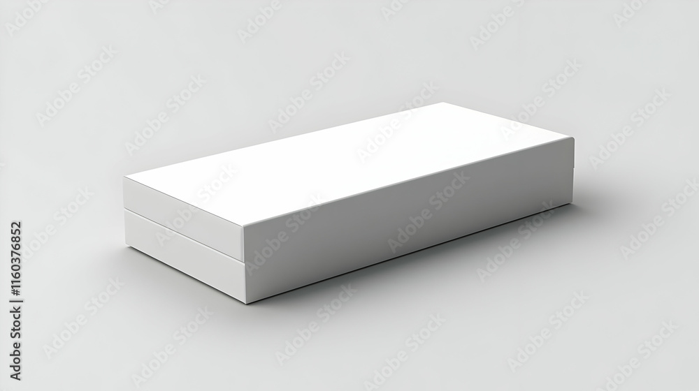 White Rectangular Box Rests on a Plain Gray Surface with Soft Lighting White Rectangular Box Rests on a Plain Gray Surface with Soft Lighting