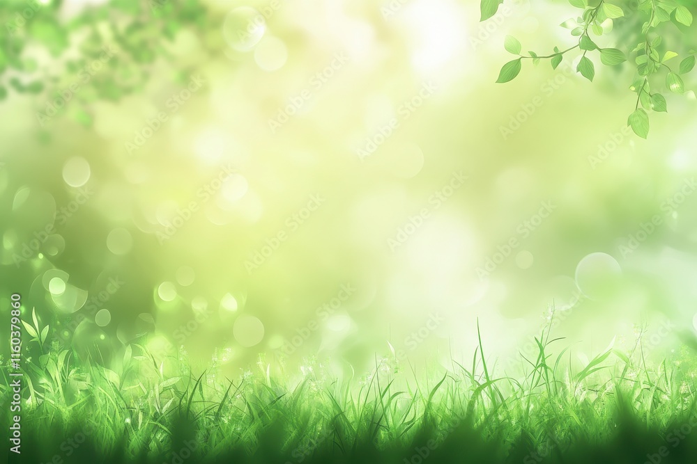 Lush green grass with blurred spring bokeh background. Lush green grass with blurred spring bokeh background.