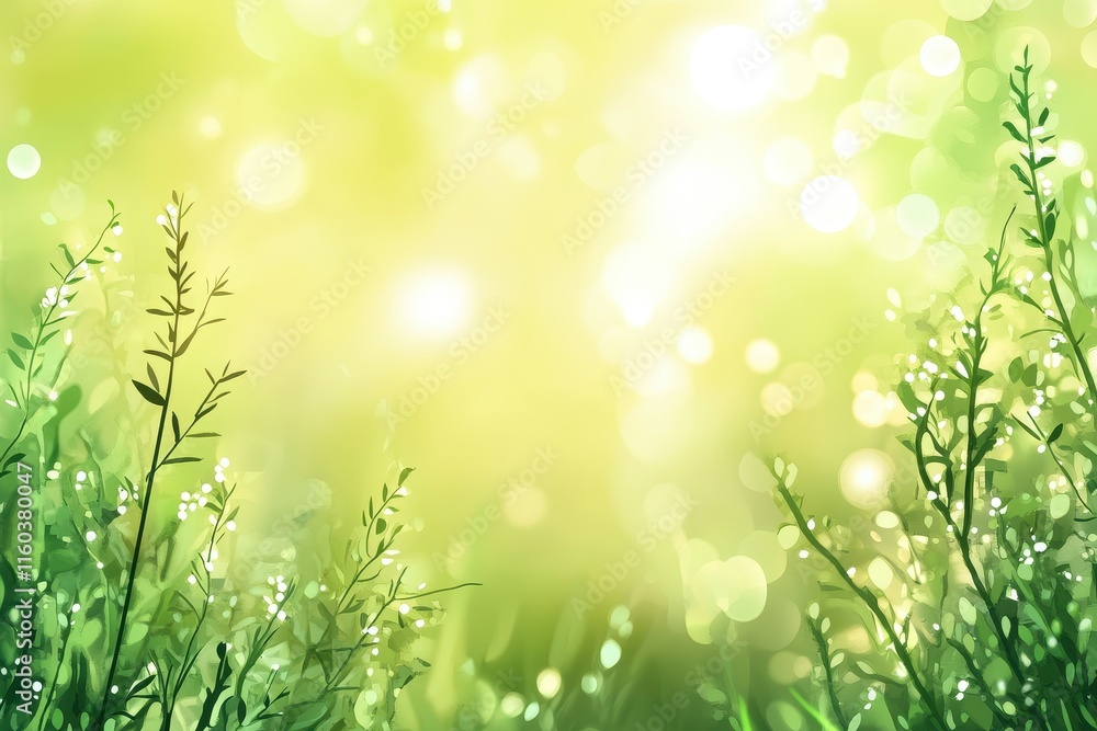 Sunlit green grass and bokeh background. Sunlit green grass and bokeh background.