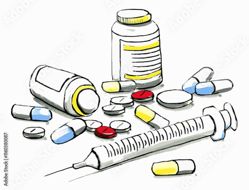 pills and syringe