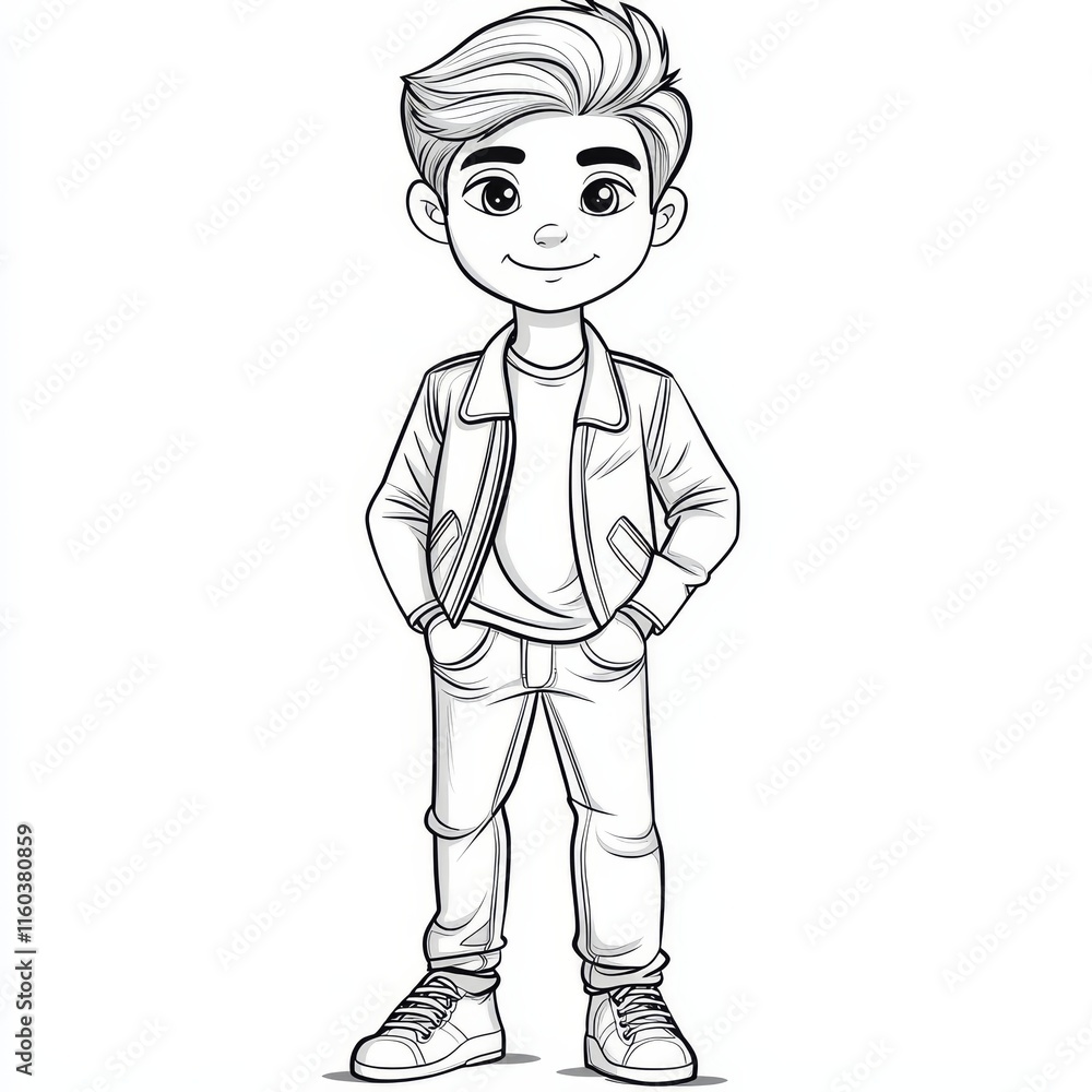 Cool Boy in Denim Jacket: A stylish and confident boy in a cool denim jacket, with his hands in his pockets. Cool Boy in Denim Jacket: A stylish and confident boy in a cool denim jacket, with his hands in his pockets.