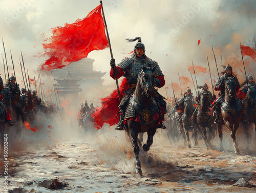 Chinese style ancient warfare military scene