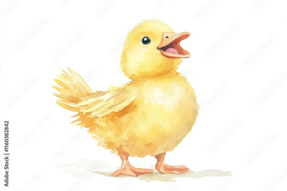 A cheerful, fluffy yellow duckling with a happy expression. A cheerful, fluffy yellow duckling with a happy expression.