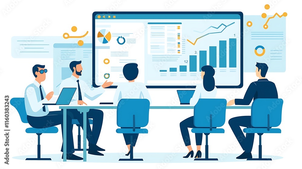 Business Project Manager Leading Team Discussion in Meeting Room Business Project Manager Leading Team Discussion in Meeting Room