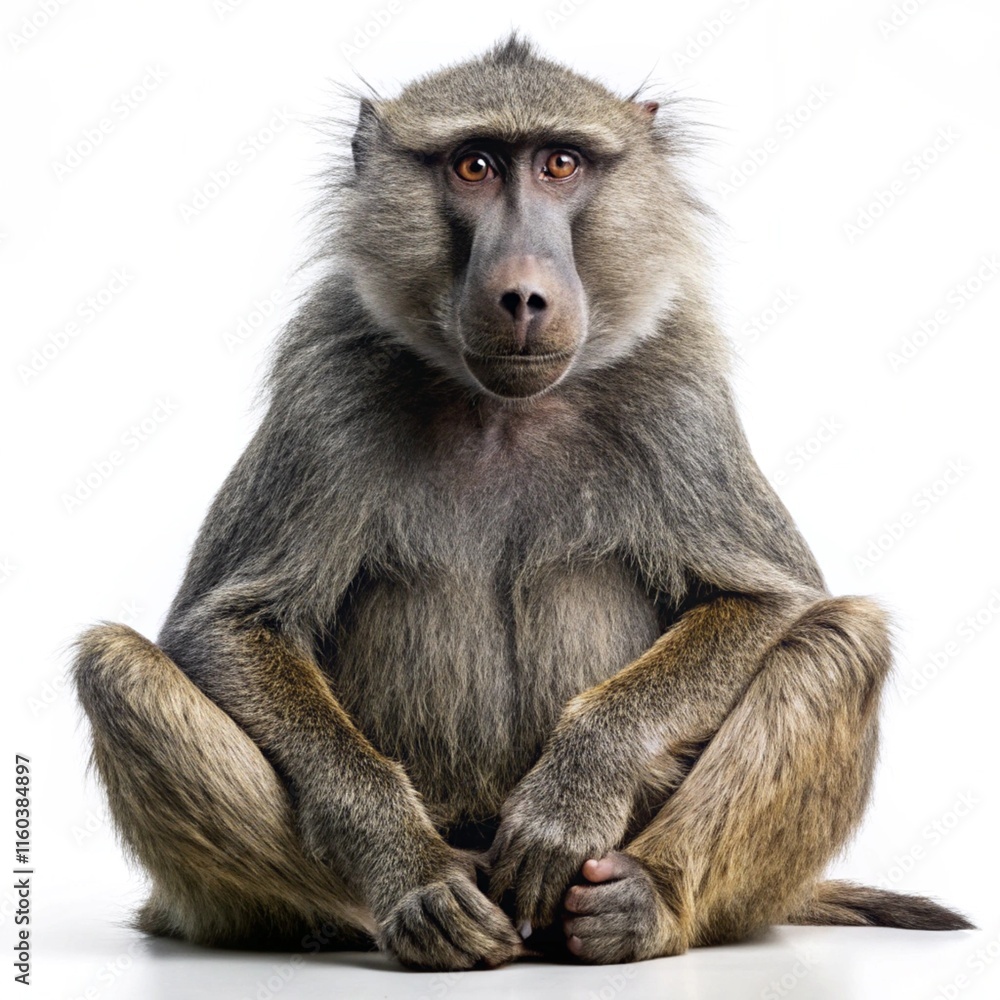Fototapeta premium baboon sitting on a white background