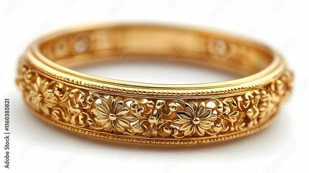Intricately Designed Gold Ring Showcases Delicate Floral Patterns with Exquisite Craftsmanship Intricately Designed Gold Ring Showcases Delicate Floral Patterns with Exquisite Craftsmanship