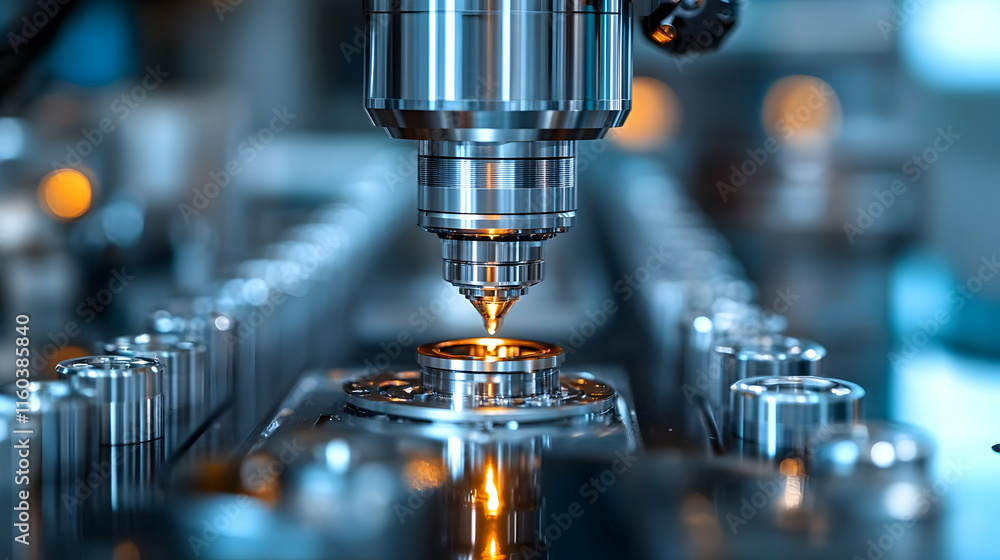 Automated Industrial Laser Cutting Machine Cuts Metal Parts with Precision and Accuracy. Automated Industrial Laser Cutting Machine Cuts Metal Parts with Precision and Accuracy.