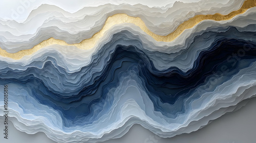 Wallpaper Mural Blue Abstract Art Flows with Golden Accents Abstractly Torontodigital.ca