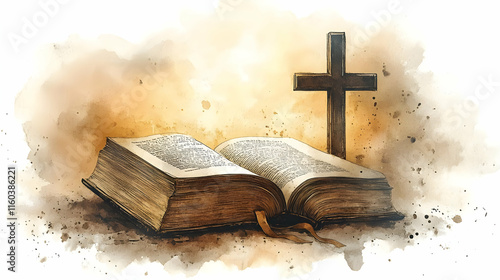 Open Book Lies Beside Cross...