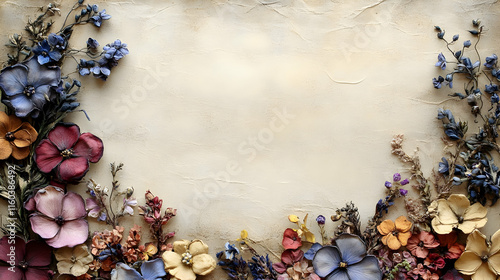 Dried Flowers Frame a Blank...