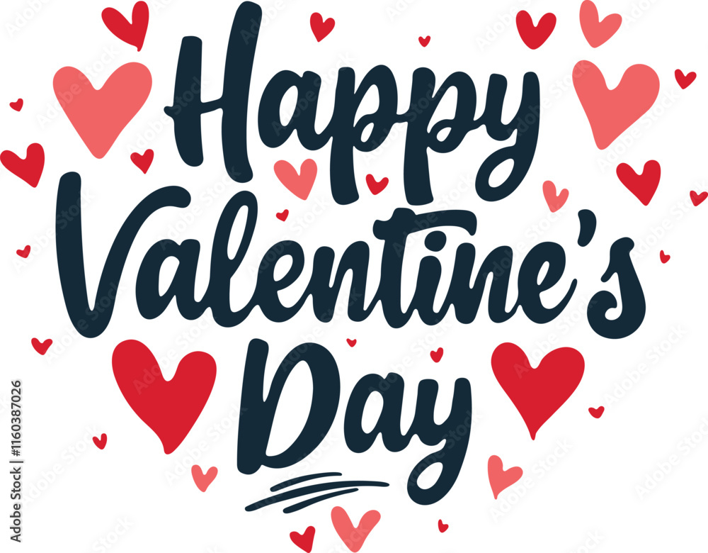 Happy Valentine's Day typography text vector with small hearts. Happy Valentine's Day typography text vector with small hearts.