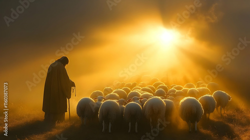Shepherd Guides Sheep Throu...