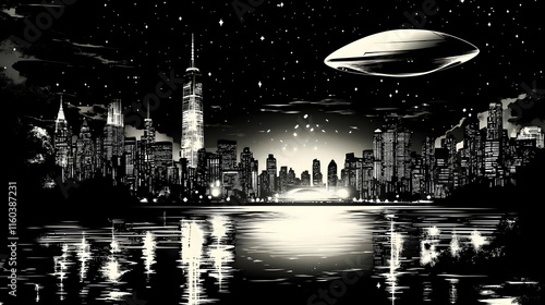 Spaceship Arrives Over City...