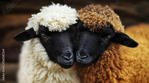 Two Lambs Touch Noses: Farm...