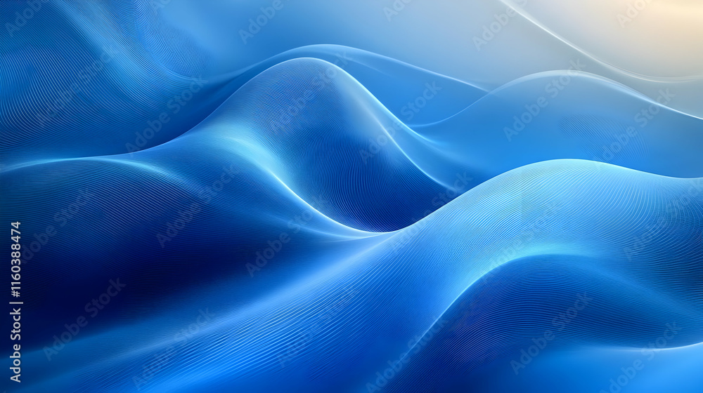 Fototapeta premium Blue Waves Flow Smoothly Across a Gradient Background