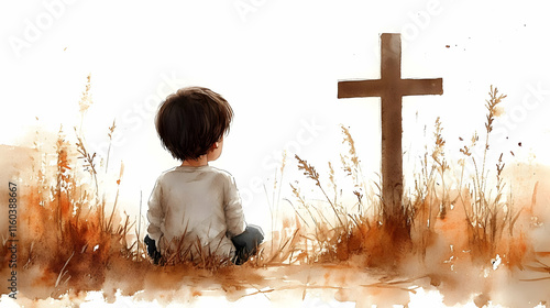Child Reflects by Cross in ...