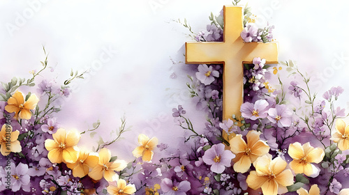Wooden Cross with Purple an...