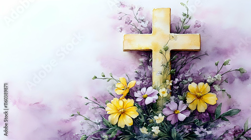 Wooden Cross with Flowers: ...