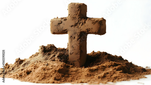 Cross Stands in Dirt Mound:...