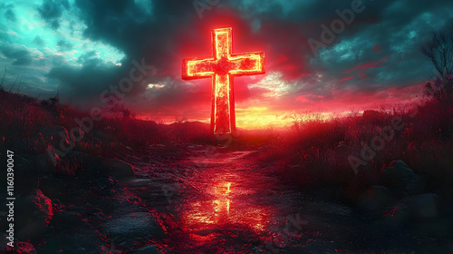 Glowing Cross Illuminates a...