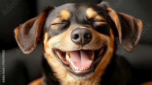 Happy Dog Shows Teeth and S...