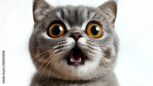 Cute Cat Opens Mouth Wide, ...