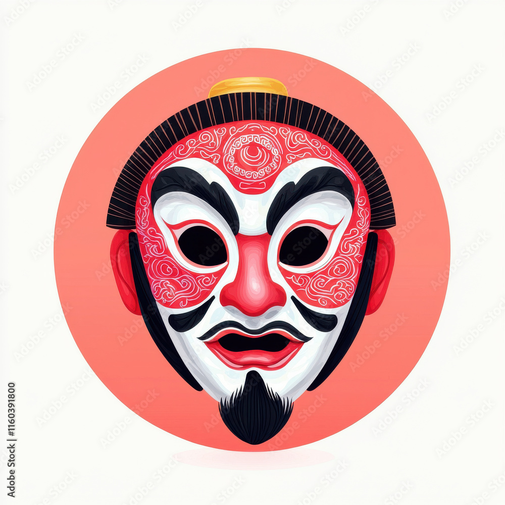 Intricate Chinese opera mask with bold colors and detailed patterns Intricate Chinese opera mask with bold colors and detailed patterns