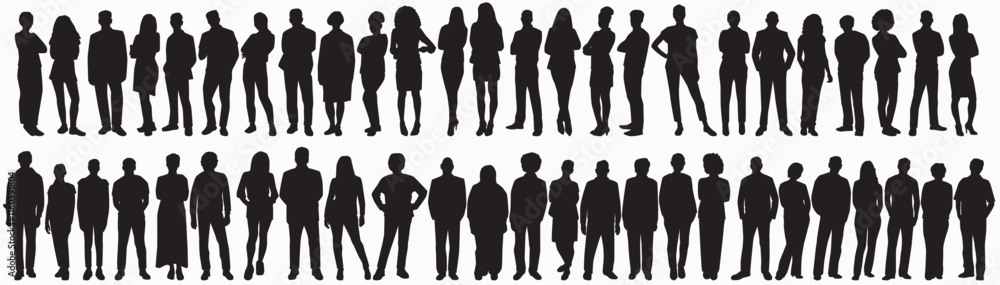 Silhouettes of different People Standing and walking Rear View. Male and Female collection Silhouettes of different People Standing and walking Rear View. Male and Female collection