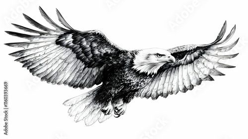Eagle Soars: Wings Spread W...