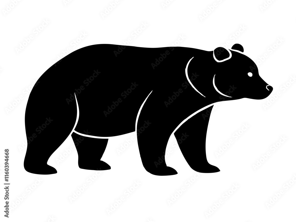 Fototapeta premium bear black silhouette vector, Simple silhouette Design vector icon with white background