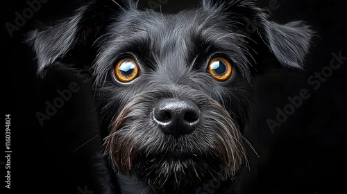 Black Dog Stares with Golde...