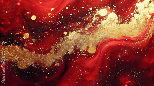 Red and Gold Abstract Art F...