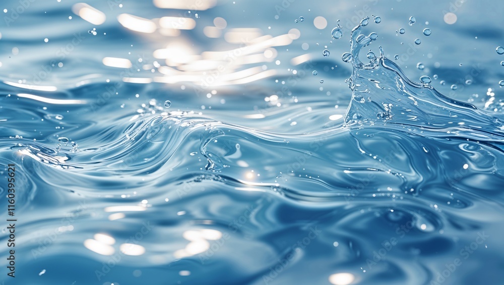 Transparent Blue Clear Water Surface with Ripples, Splashes, and Bubbles – Abstract Summer Background Transparent Blue Clear Water Surface with Ripples, Splashes, and Bubbles – Abstract Summer Background