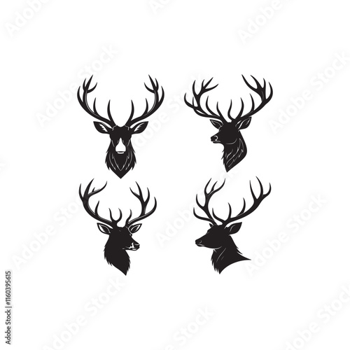 create a Deer antlers silhouette vector icon desing with a white background