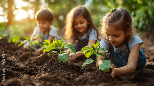Children Plant Seedlings in...