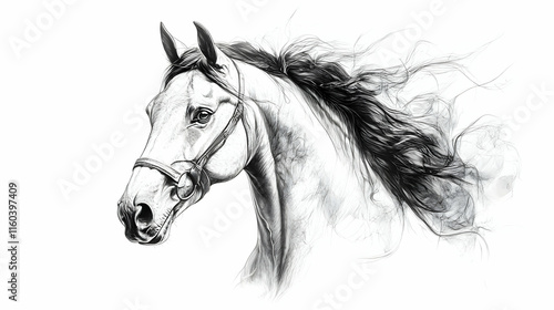 Horse Head, Mane Flows, Ske...