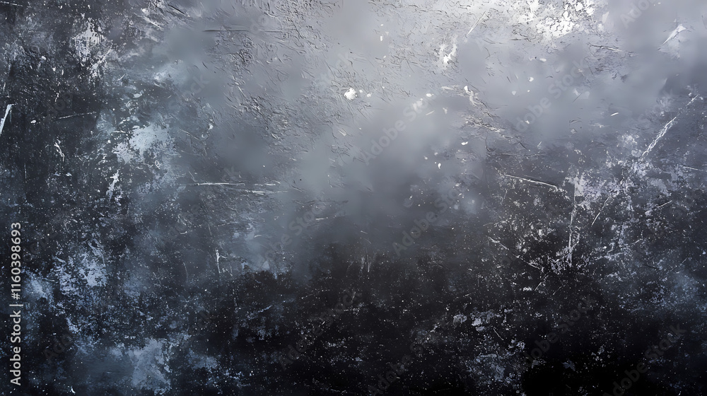 Fototapeta premium Abstract Ice Texture: A close-up of a frozen surface with a captivating blend of light and dark, showcasing intricate details of ice crystals and a sense of depth. Perfect for backgrounds, overlays.