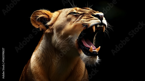 Lion Roars Fiercely Showing...