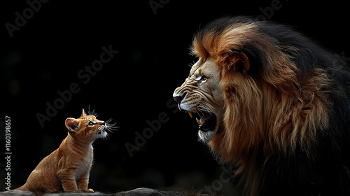 Lion Roars at Small Kitten:...