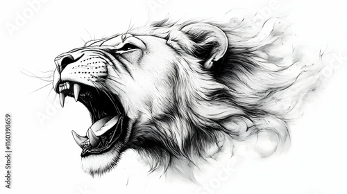 Lion Roars Fiercely Showing...