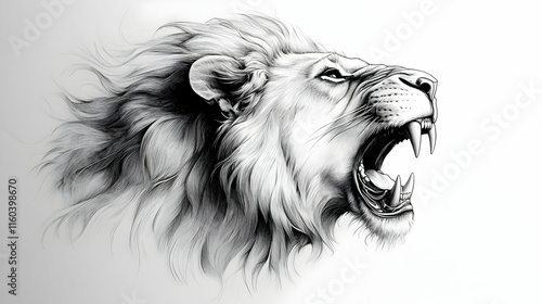 Lion Roars Fiercely Showing...