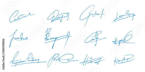 Fake Handwriting Signature by pen, autograpgh set	
