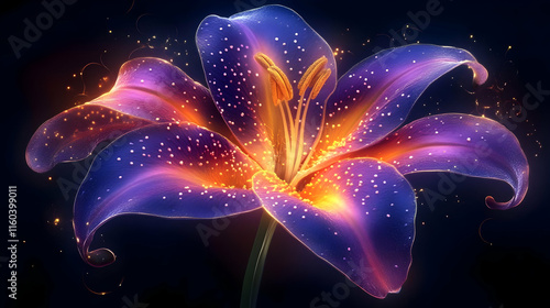 Luminous Lily Blooms with V...