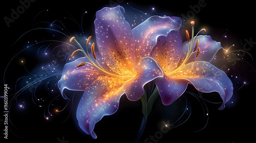 Glowing Lily Blooms with Ma...