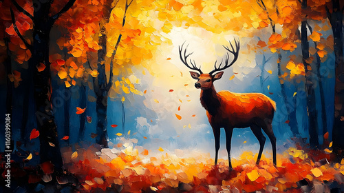 Majestic Deer Stands in Aut...