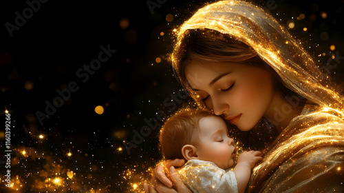 Mother Holds Sleeping Child...