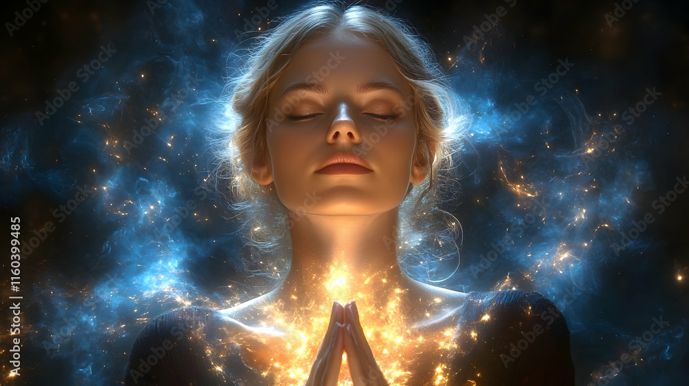 Naklejka premium Inner Light Shines Brightly: Spirituality, Peace, Meditation, Harmony